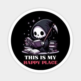 This Is My Happy Place - Cute Reaper Reading A Book Magnet